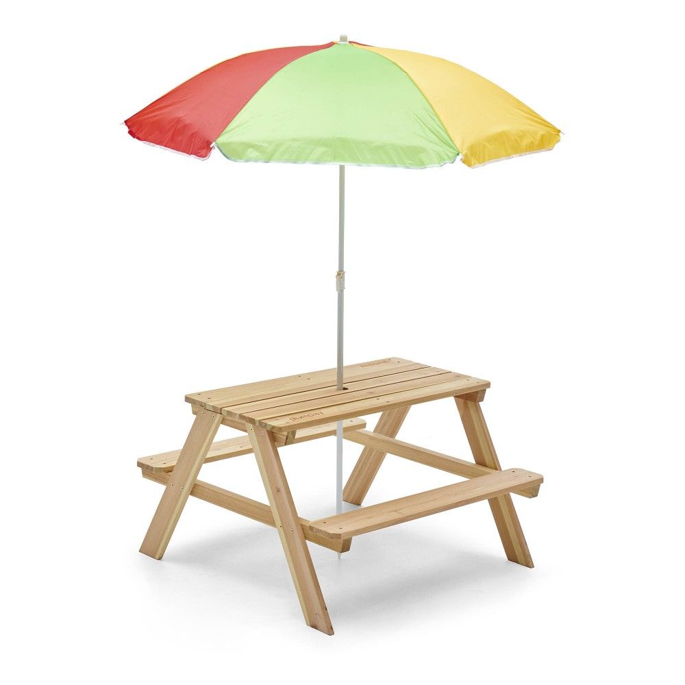 Rectangular Picnic table with Parasol - Natural