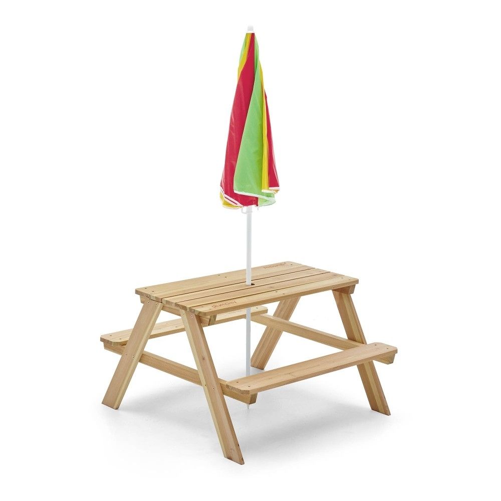 Rectangular Picnic table with Parasol - Natural
