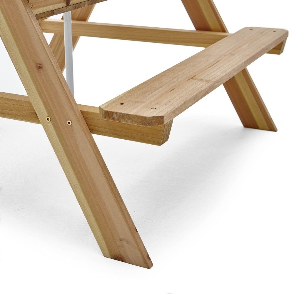 Rectangular Picnic table with Parasol - Natural