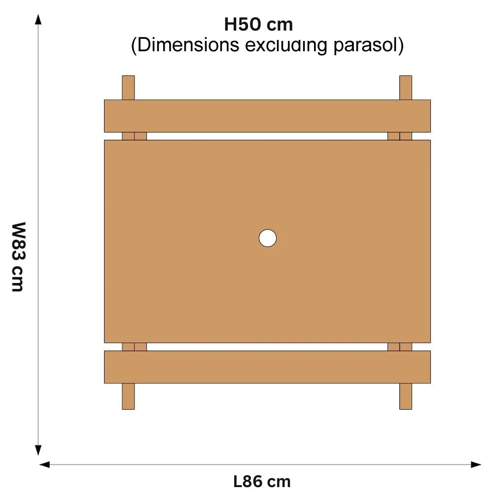 Rectangular Picnic table with Parasol - Natural