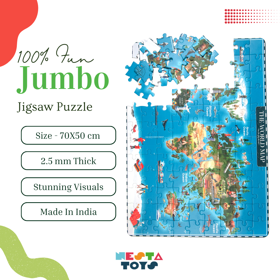 World Map Jigsaw Puzzle (108 Jumbo Pieces)