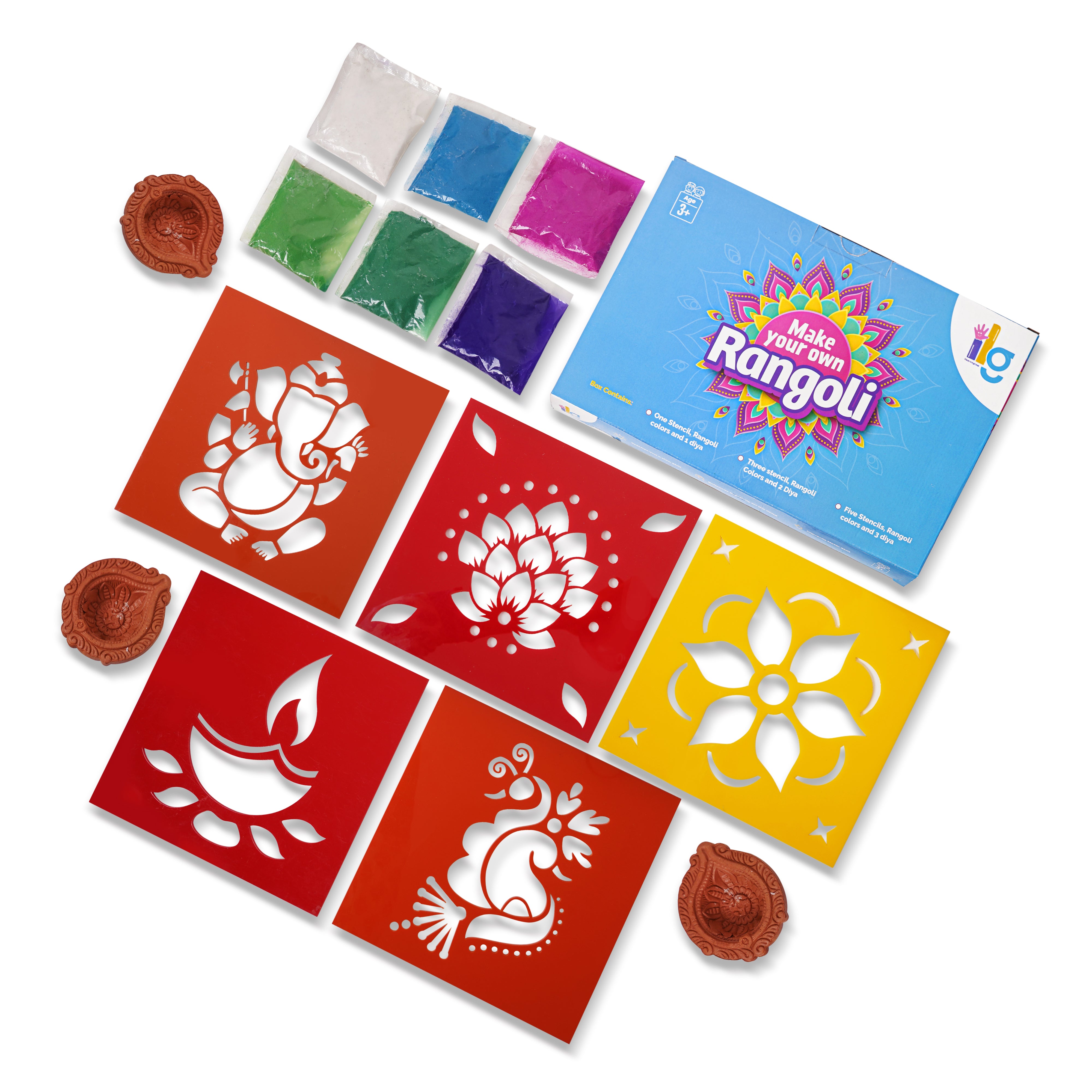 Diwali DIY Rangoli Kit - Set Of Five Stencil