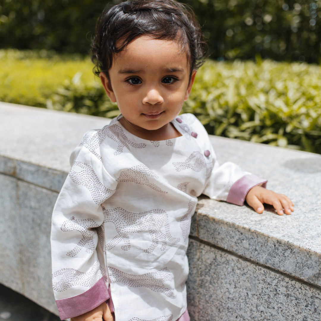 Chanderi Kurta Pyjama Set - Cheerful Cheetahs