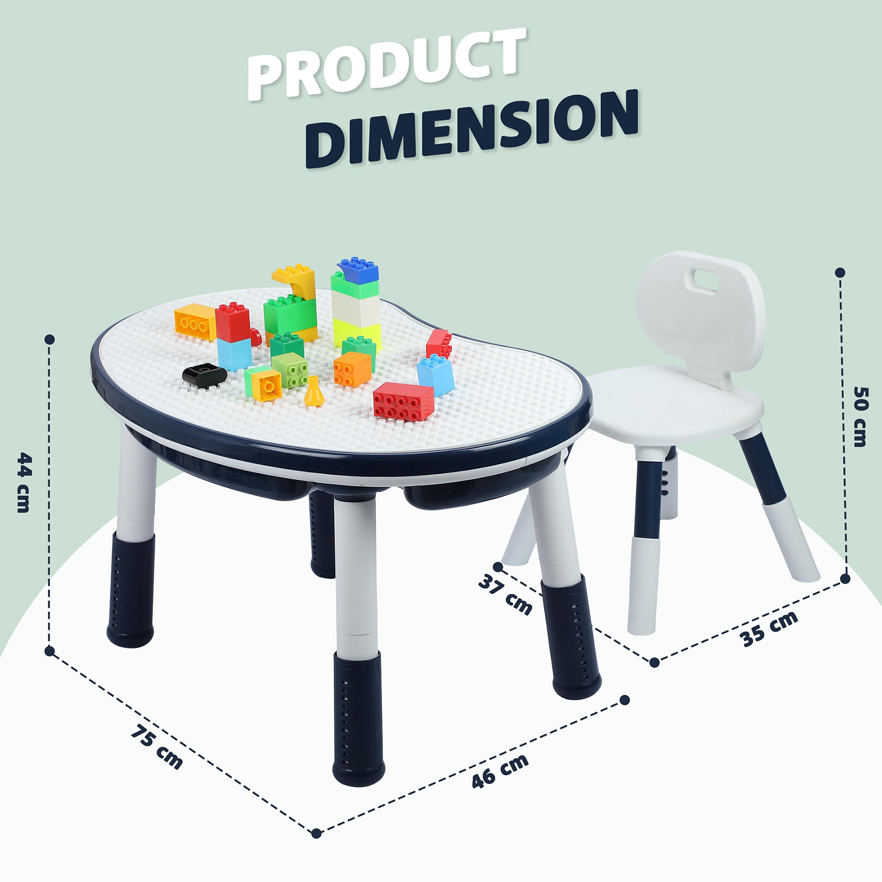 Blocks cum Sensory Table with chair - Blue color