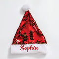 Personalised Sequins Santa Caps - Red And Gold