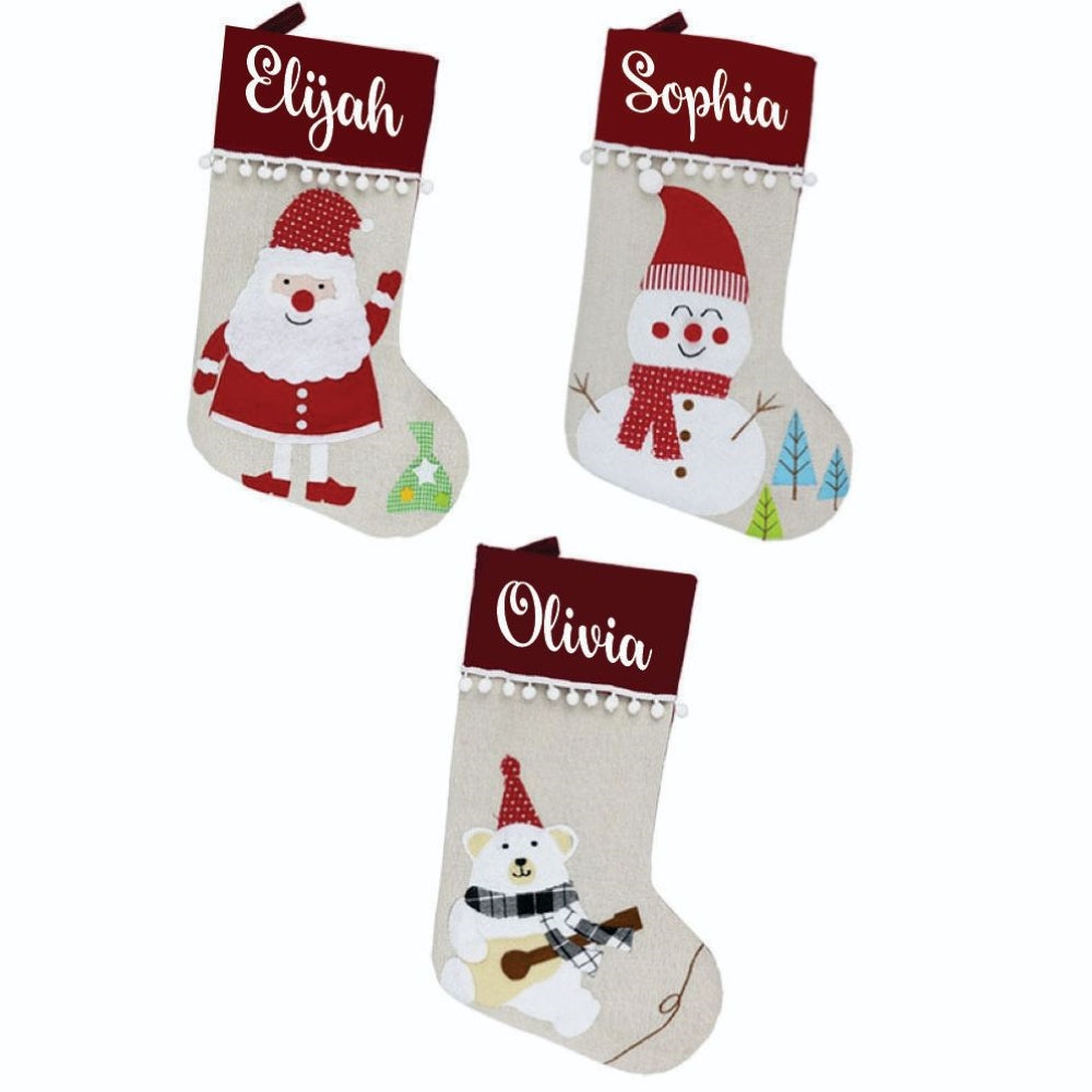 Pom-Pom Fiesta Stockings - Snowy Snowman