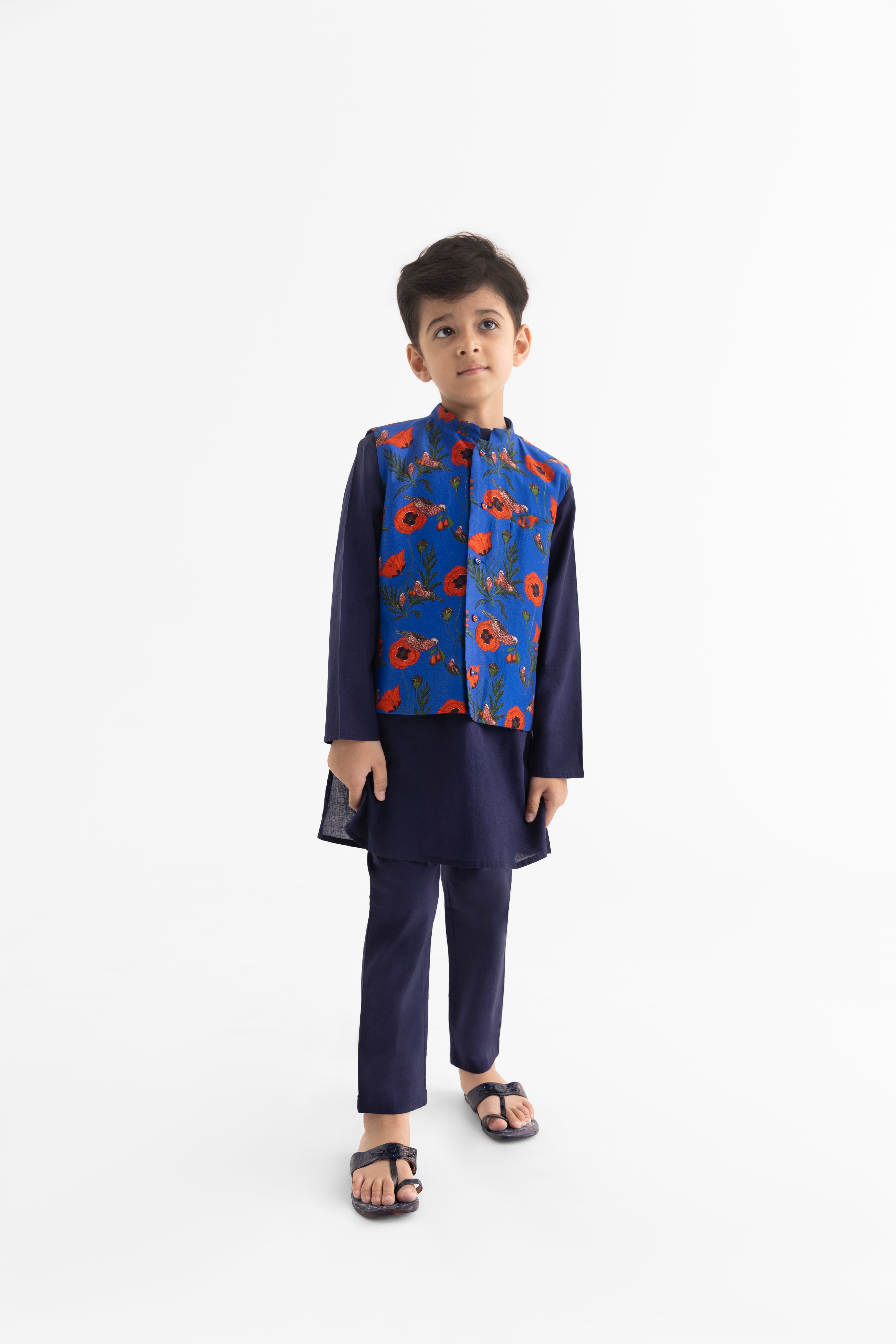 Chidiya Rani Badi Sayani Ink Blue Bandi, Kurta and Pyjama