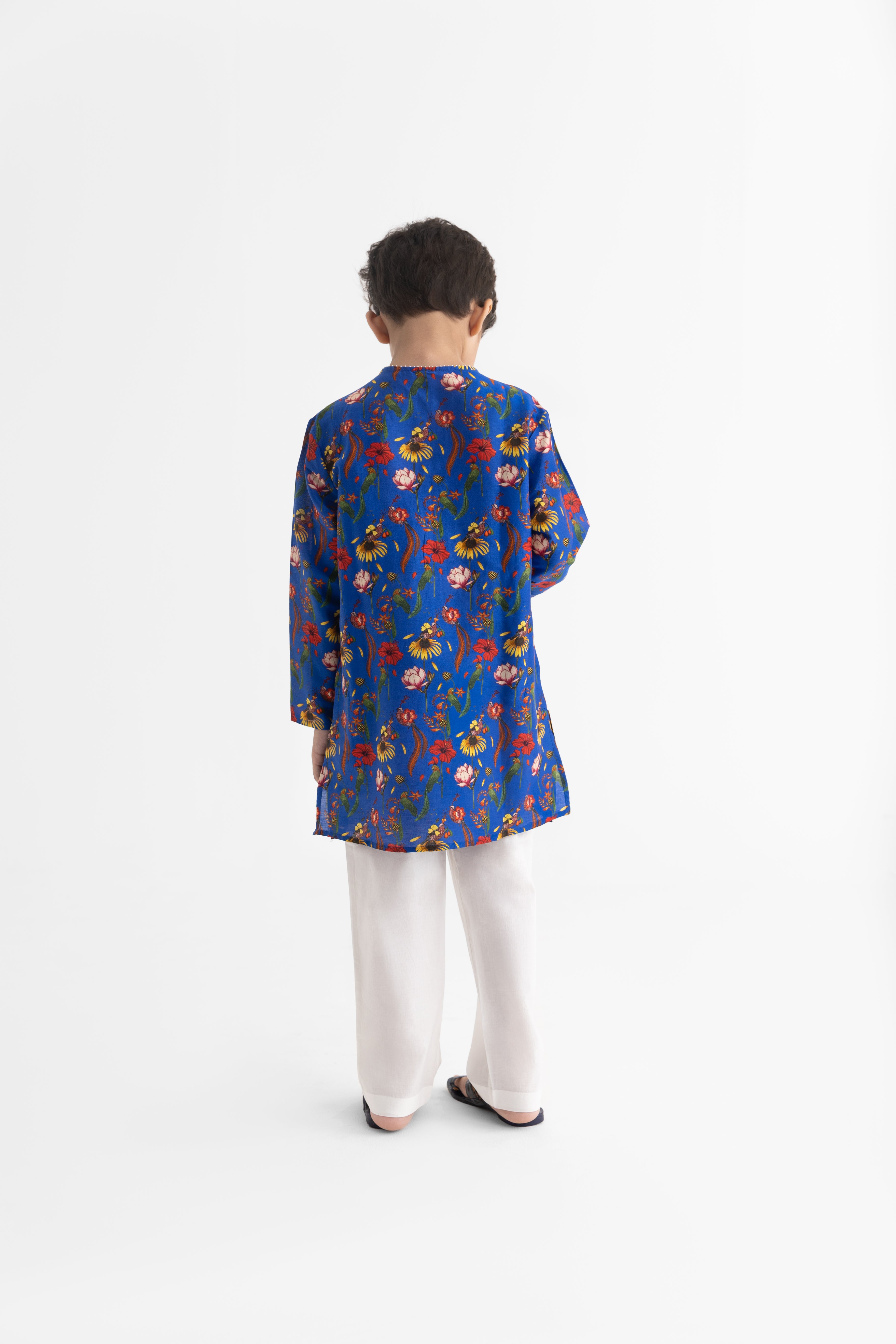 Chattur Tota Royal Blue Kurta and Pyjama set