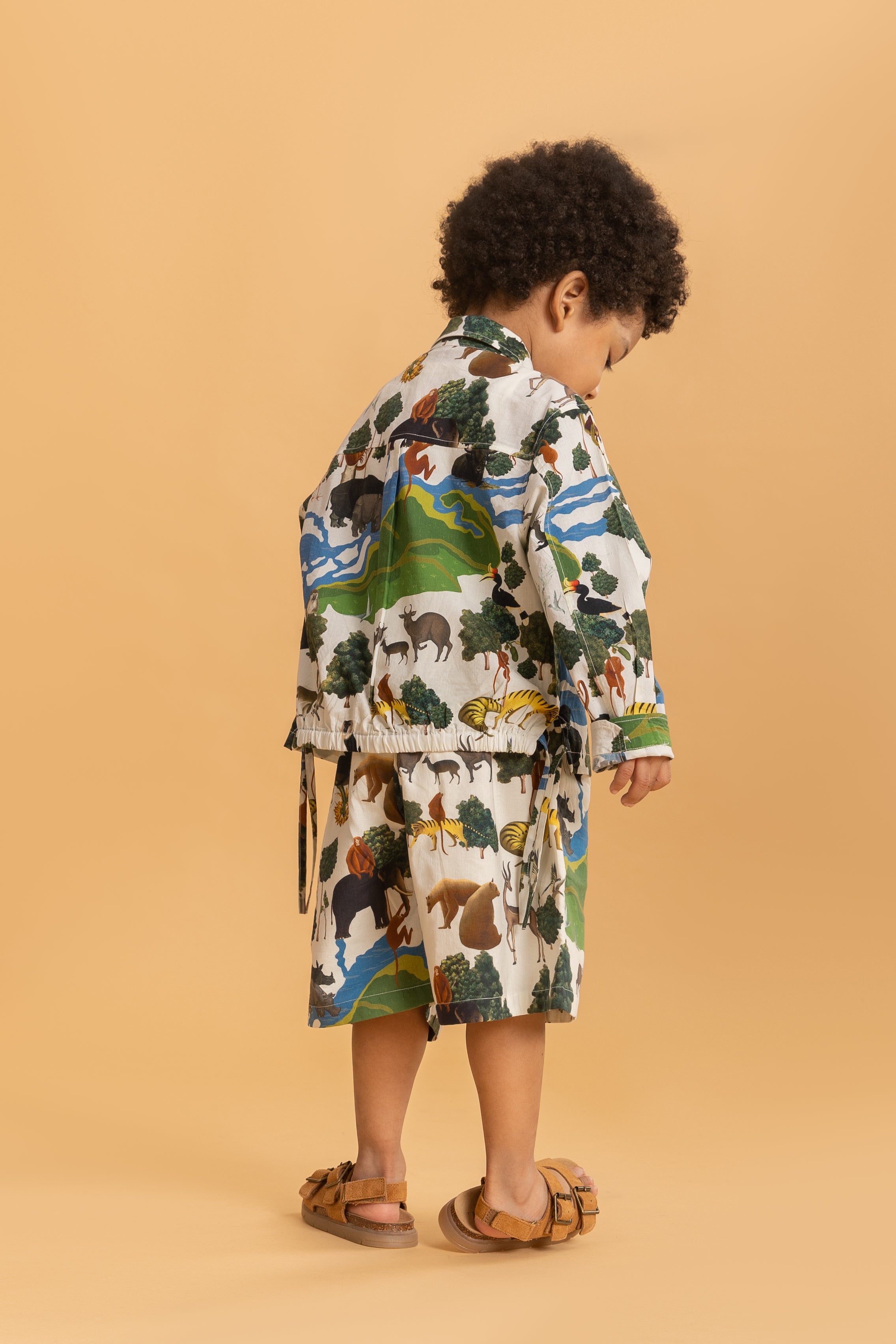 Ivory Kaziranga National Park Shacket & Bermuda Shorts - Coord Set