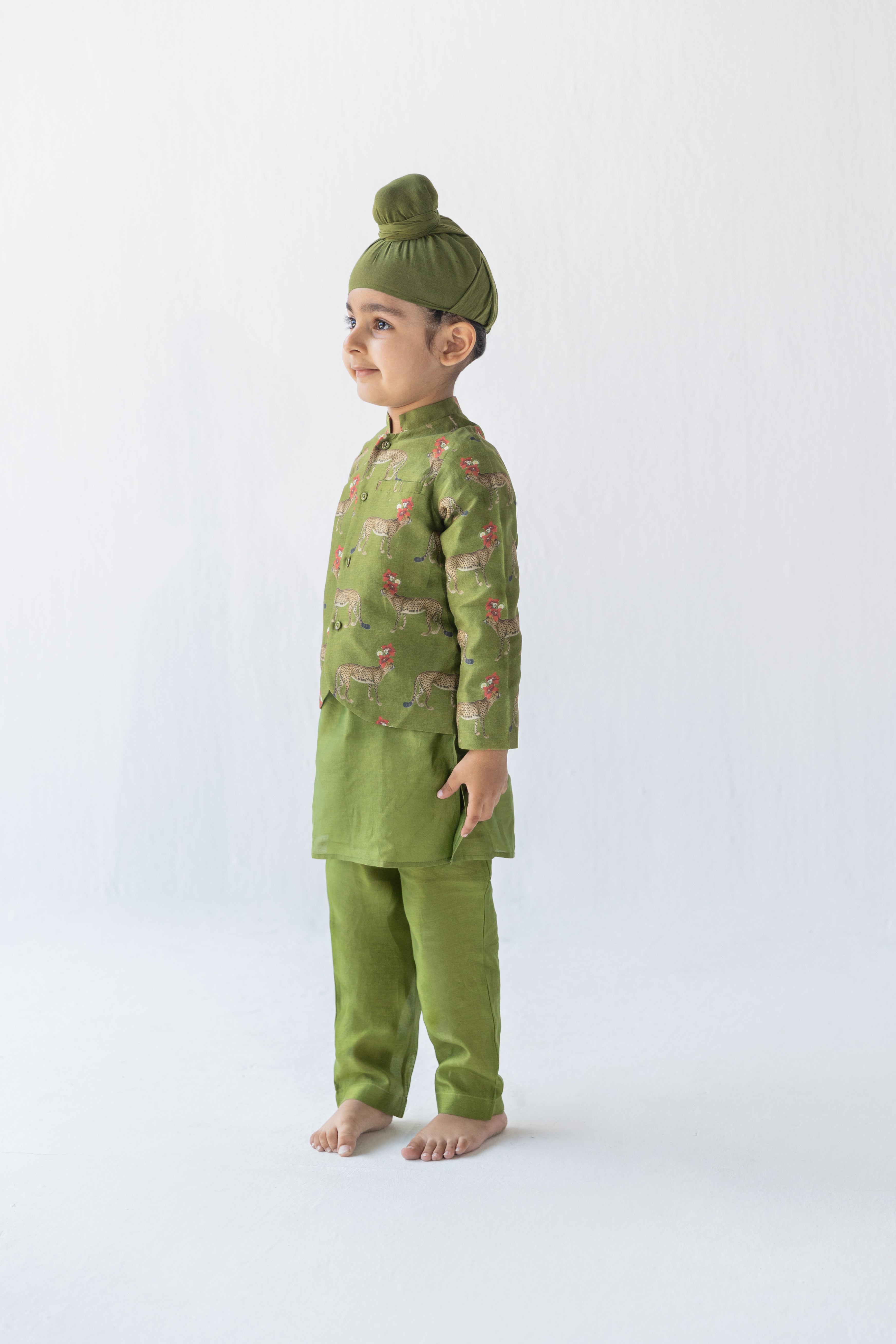 Olive Tendua Rajkumar Bandhgala, Kurta And Pyajama Set