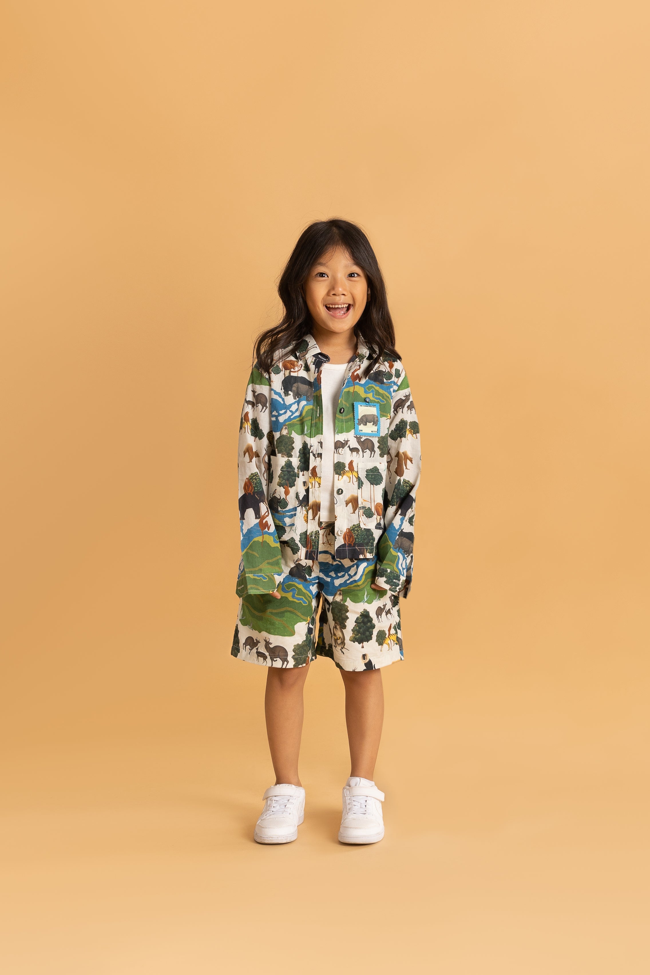 Ivory Kaziranga National Park Shacket & Bermuda Shorts - Coord Set