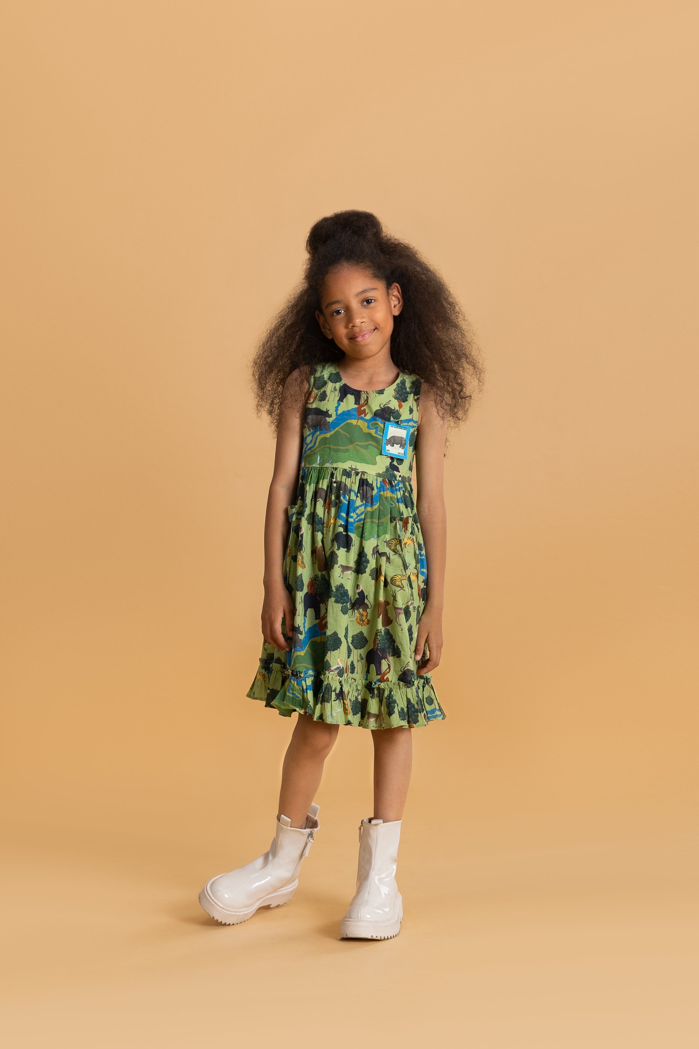 Sage Green Kaziranga National Park Ruffle Dress