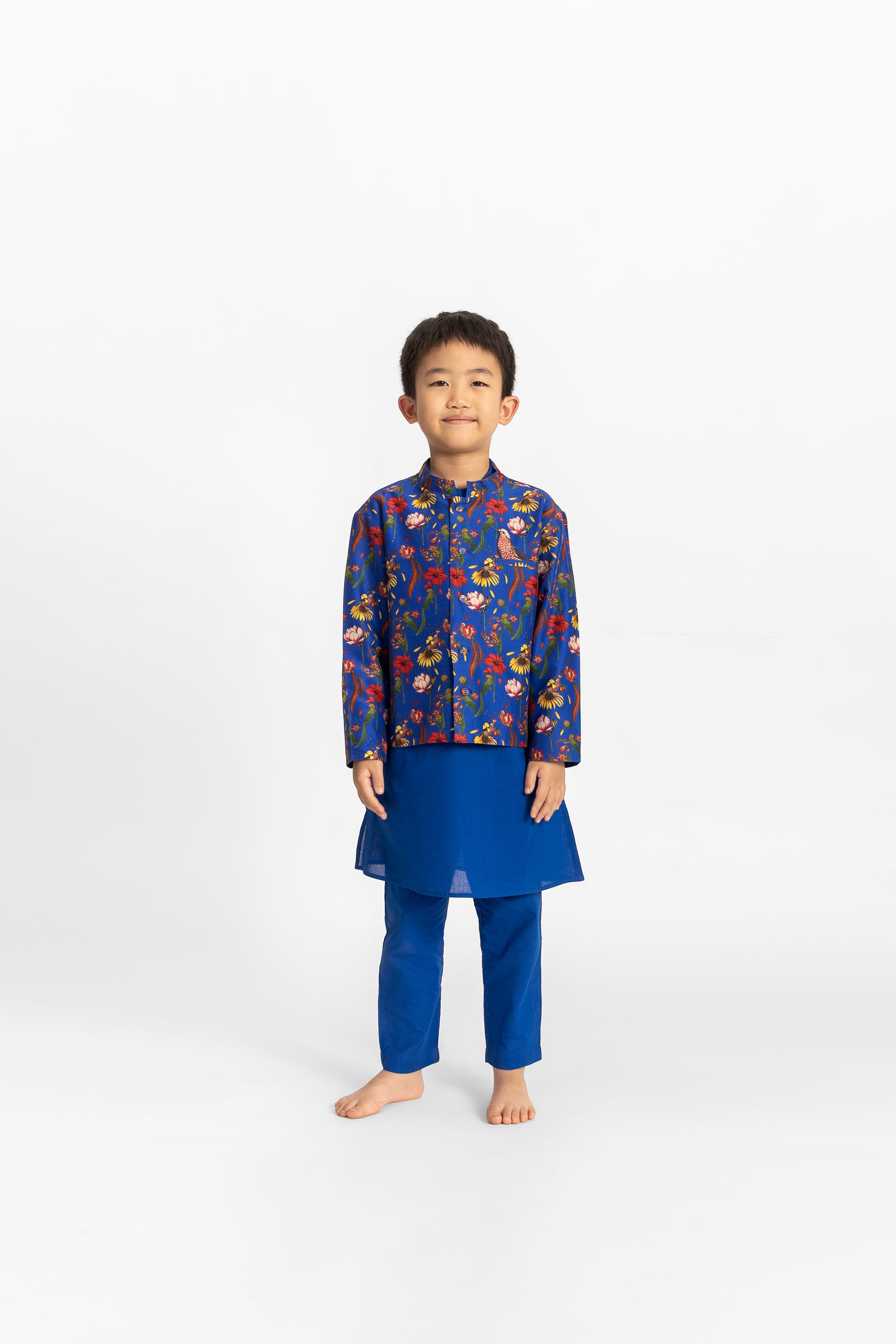 Chattur Tota Royal Blue Bandhgala, Kurta and Pyjama