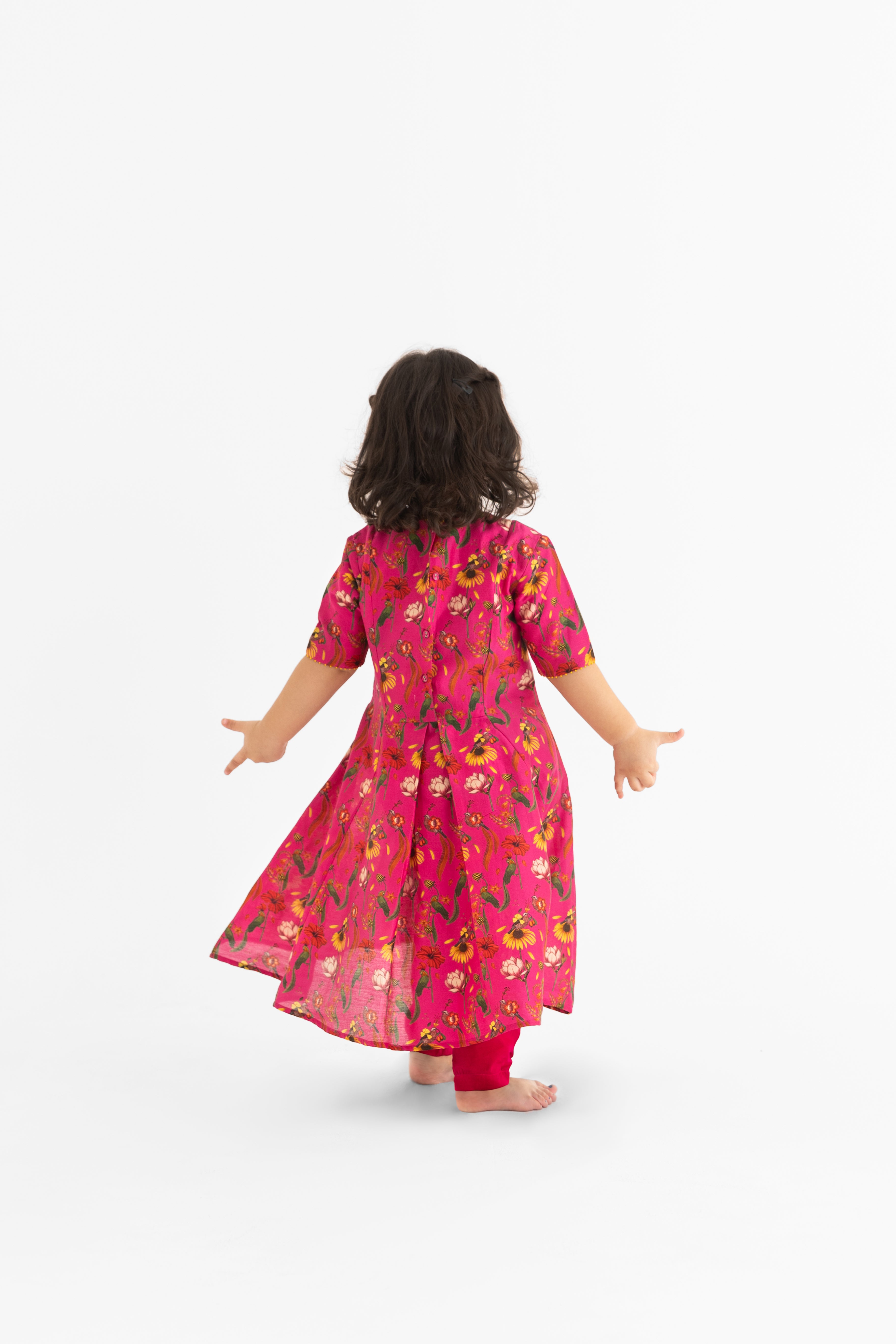 Chattur Tota Fuchsia Kalidar Kurta and Pyjama