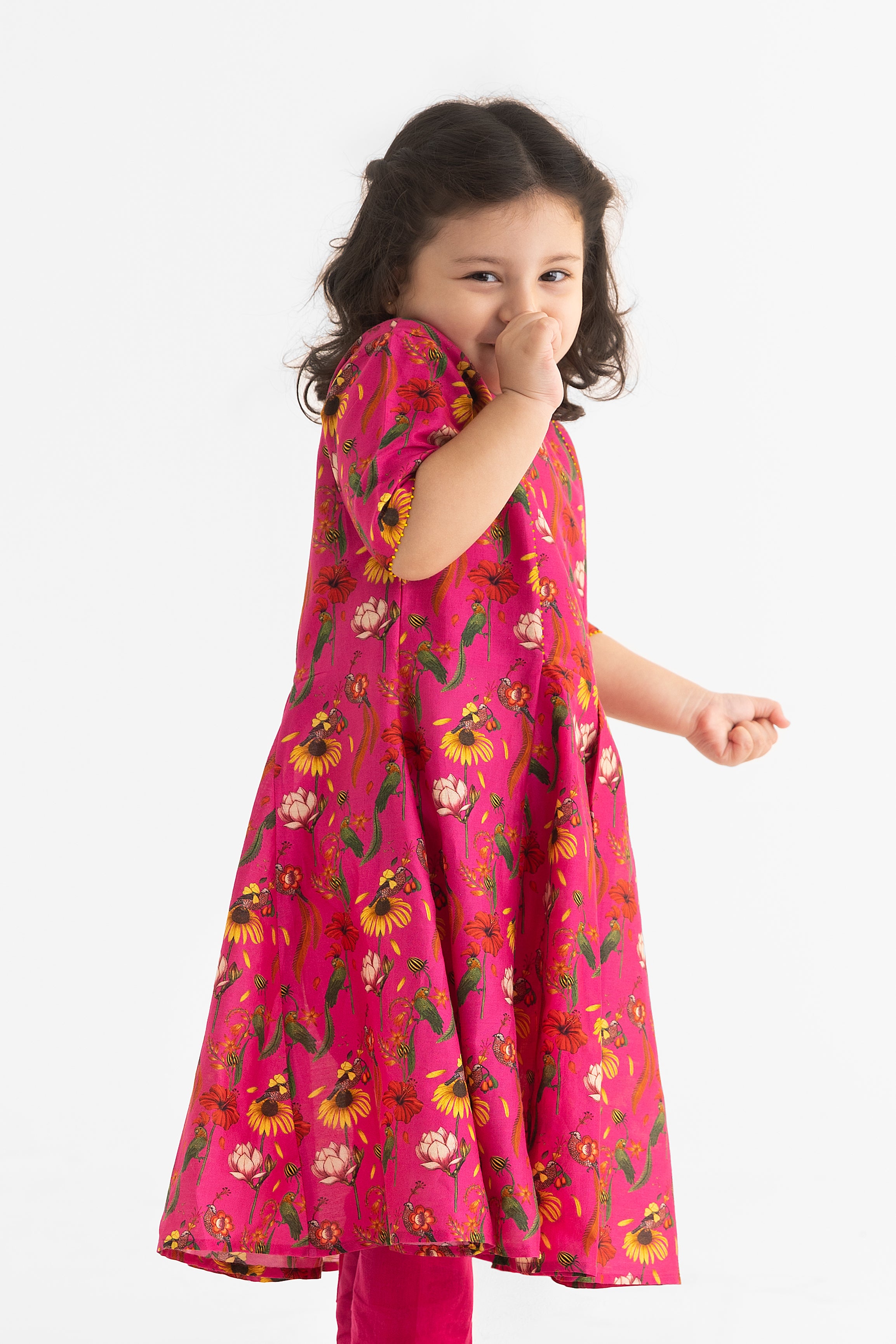 Chattur Tota Fuchsia Kalidar Kurta and Pyjama