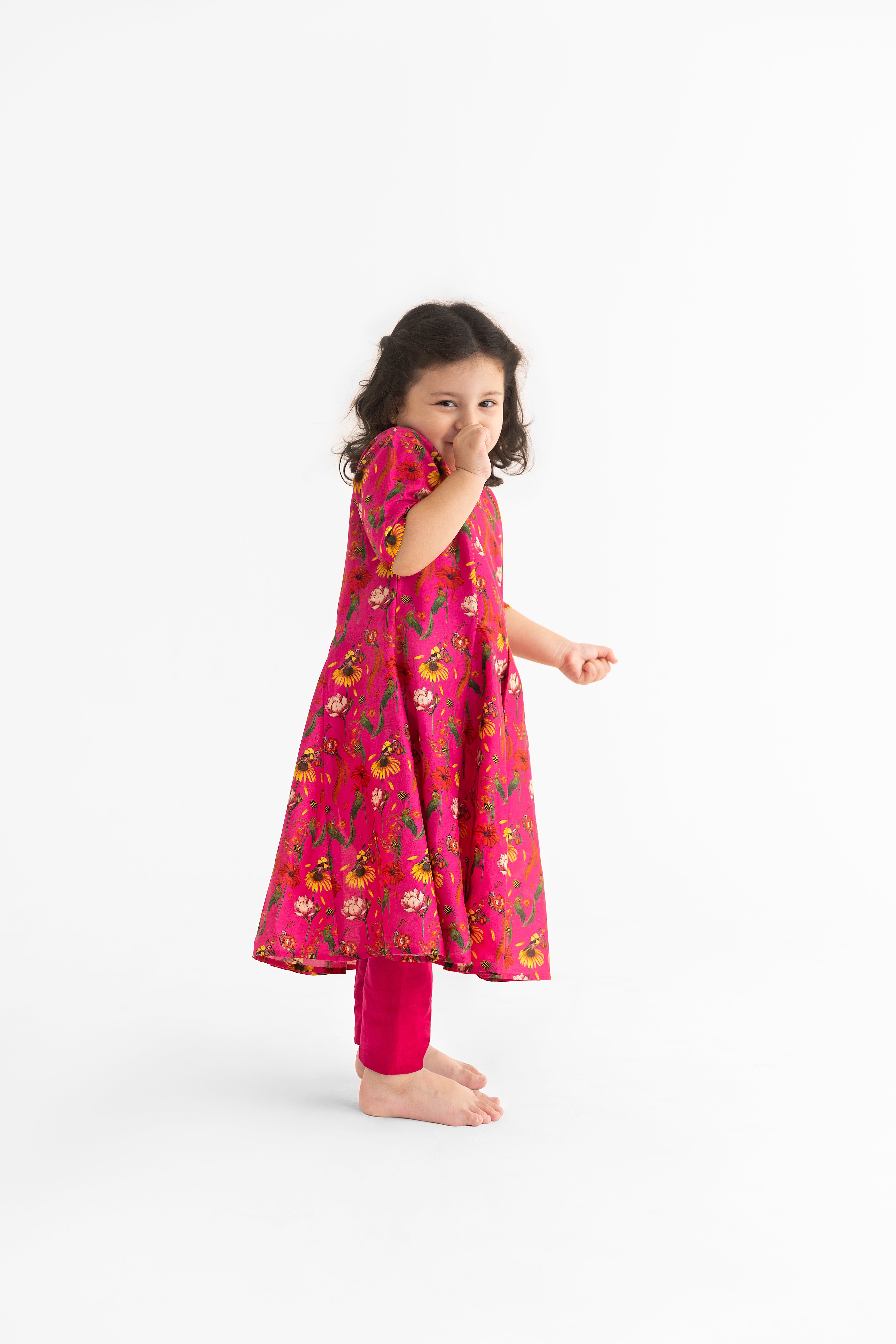 Chattur Tota Fuchsia Kalidar Kurta and Pyjama