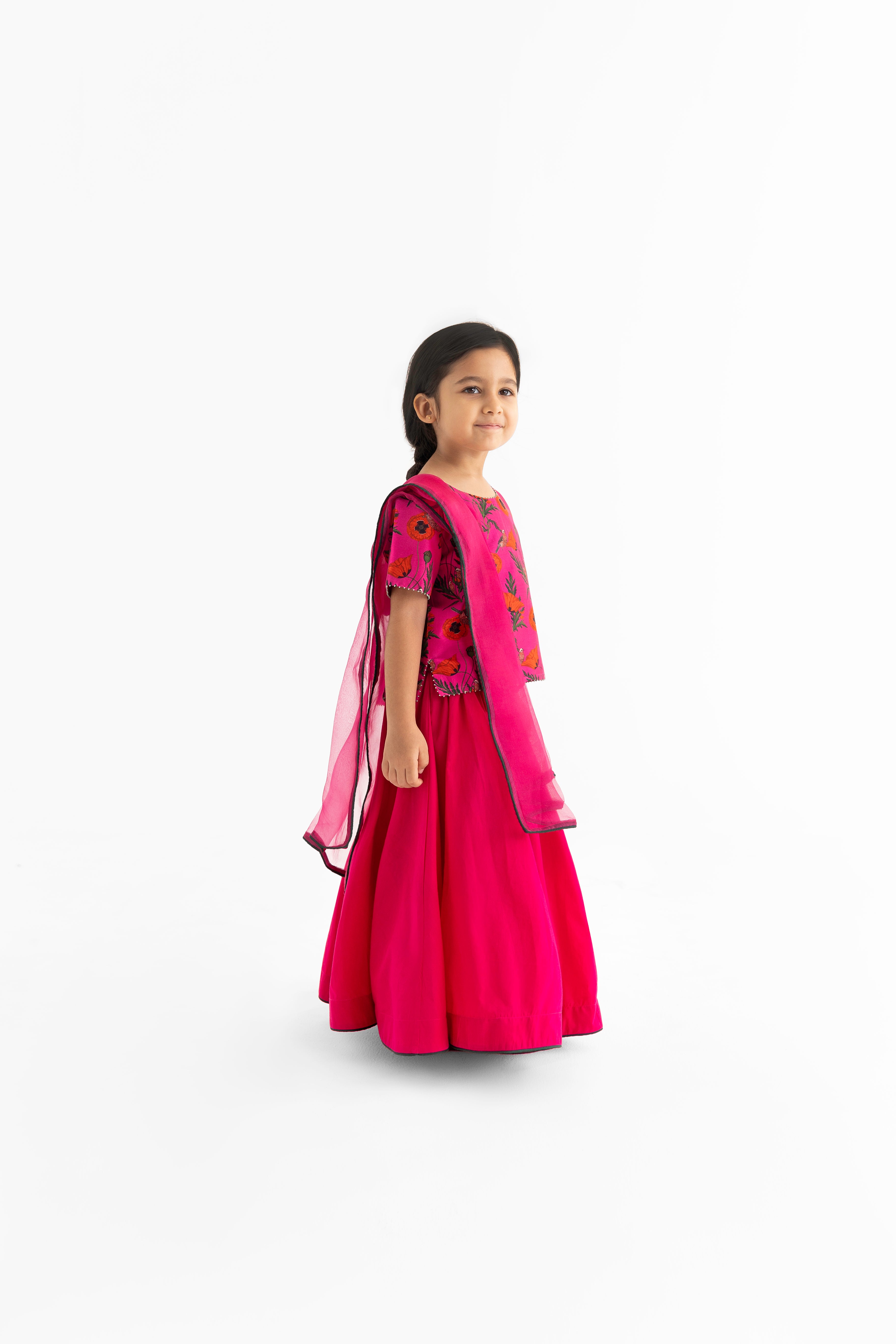 Chidiya Rani Badi Sayani Fuchsia Lehenga, Choli & Dupatta