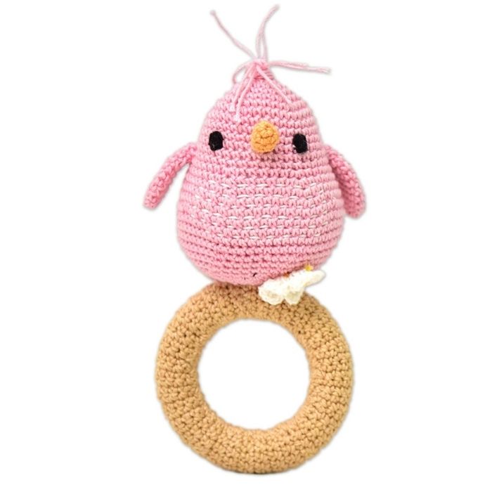 Bird Pink Rattle - Handcrafted Amigurumi