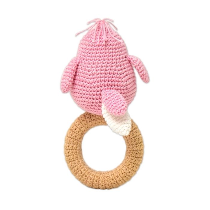 Bird Pink Rattle - Handcrafted Amigurumi