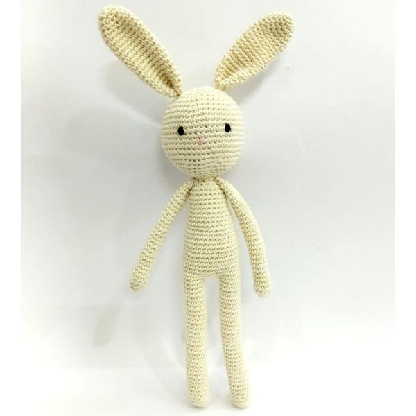 Calm Cream Bunny Baby Bow - Handcrafted Amigurumi