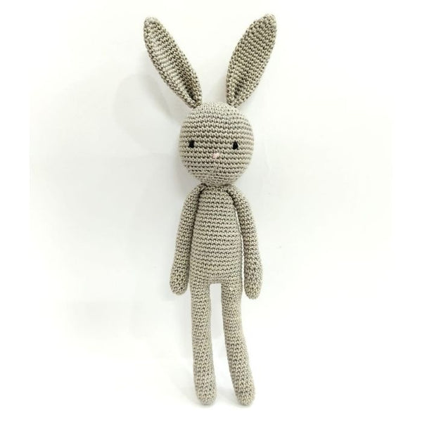 Calm Grey Bunny Baby Bow - Handcrafted Amigurumi