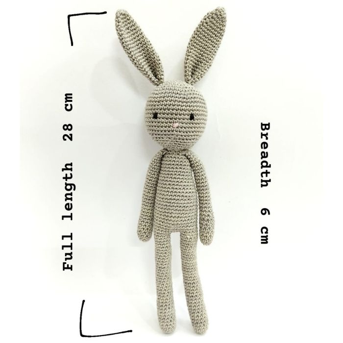 Calm Grey Bunny Baby Bow - Handcrafted Amigurumi