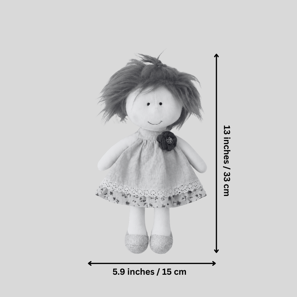 Plush Doll - Blue Flower Brooch