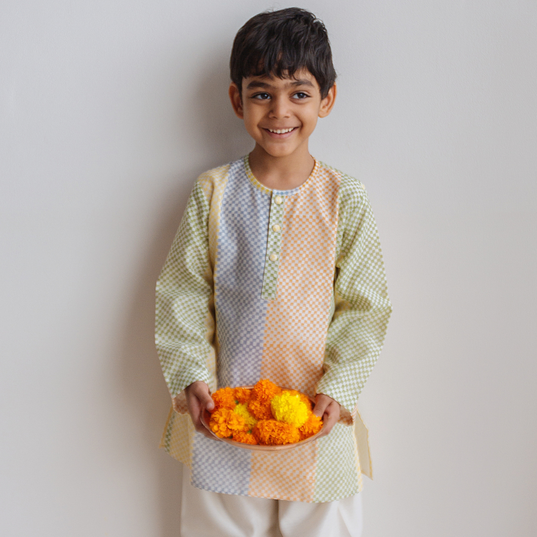 Chanderi Kurta Pyjama Set - Spot the Checks