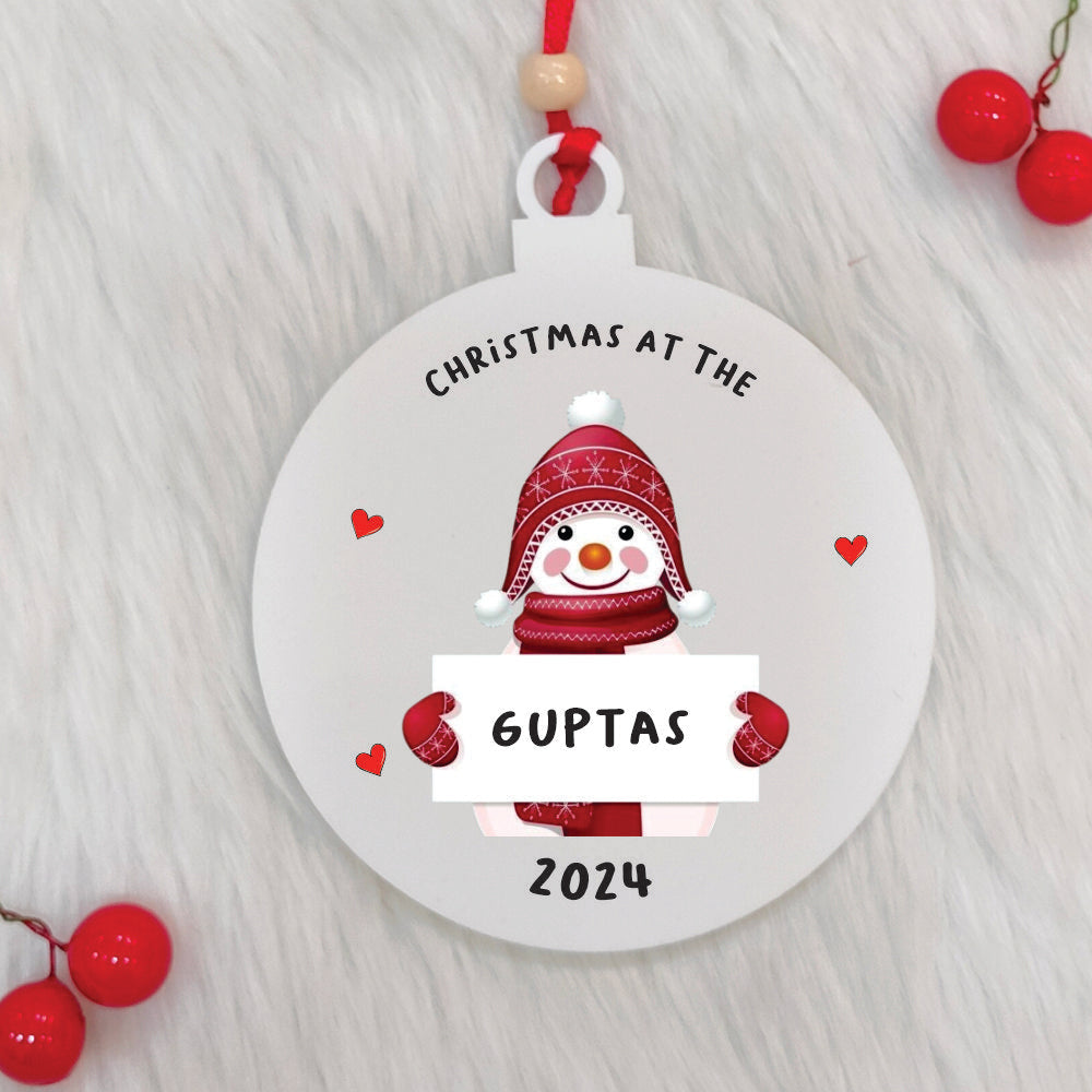 Snowman With a Placard Ornament