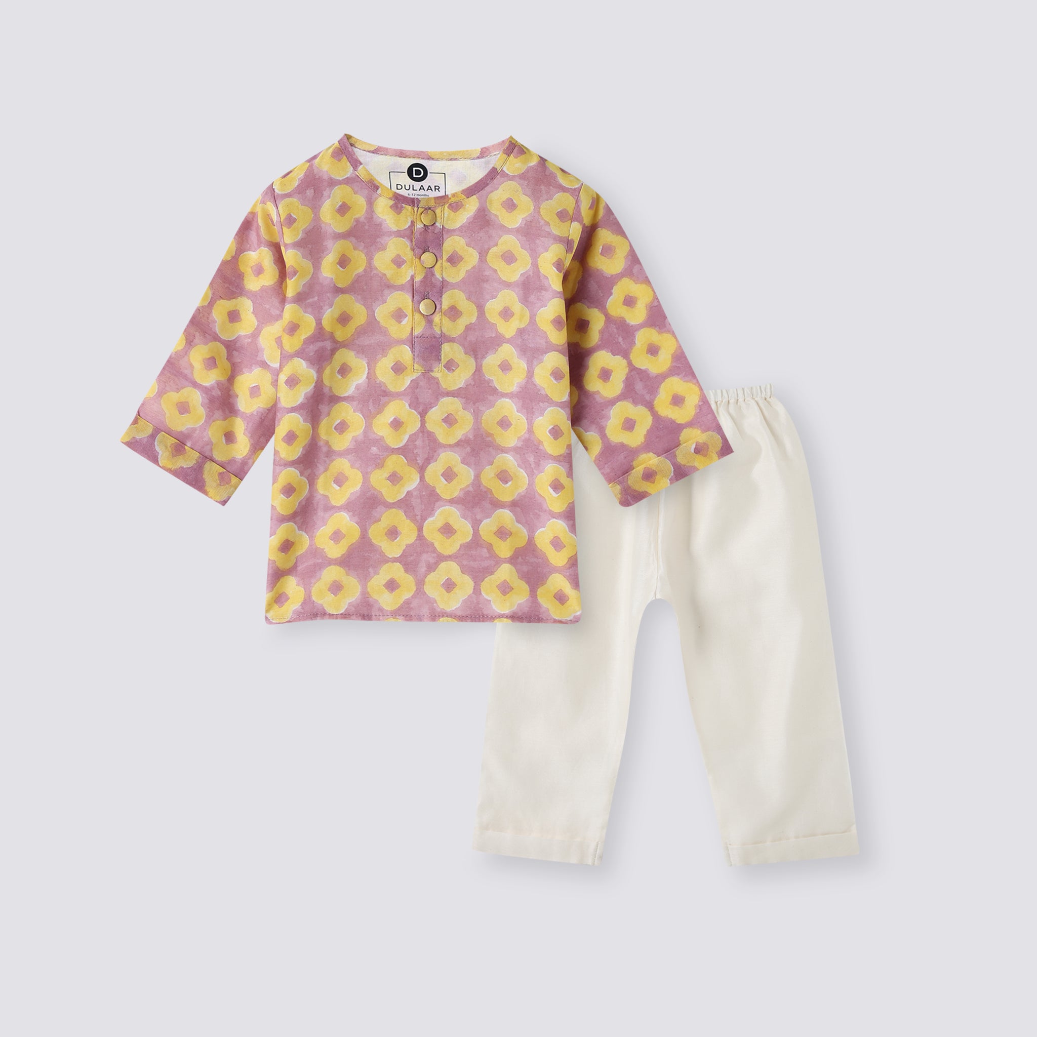 Chanderi Kurta Pyjama Set - Lucky Clover Purple