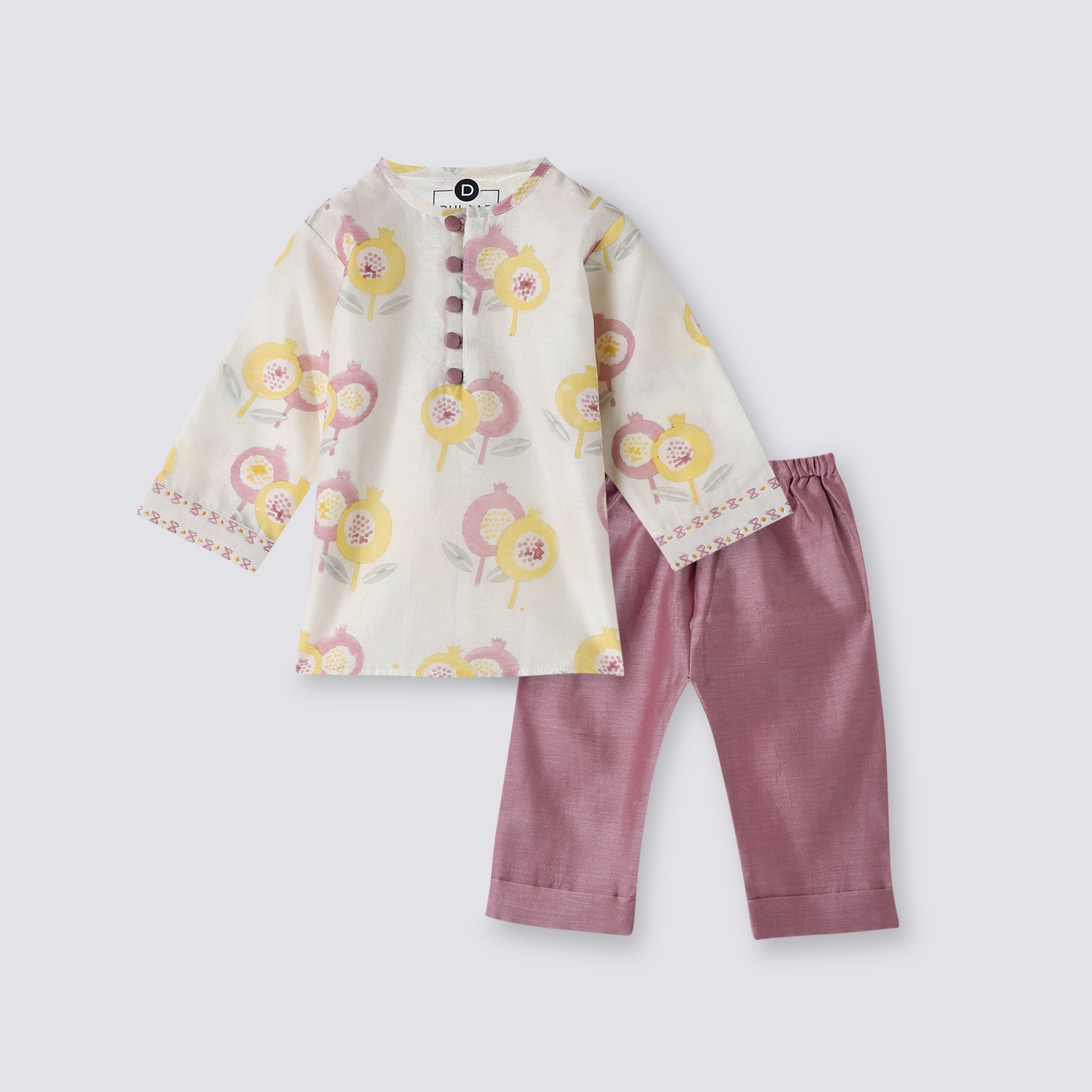 Chanderi Kurta Pyjama Set - Gardens Of Anar (Mulberry)