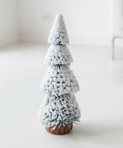 SILVERLY tabletop Christmas tree with frosting and wooden base – pack of 3
