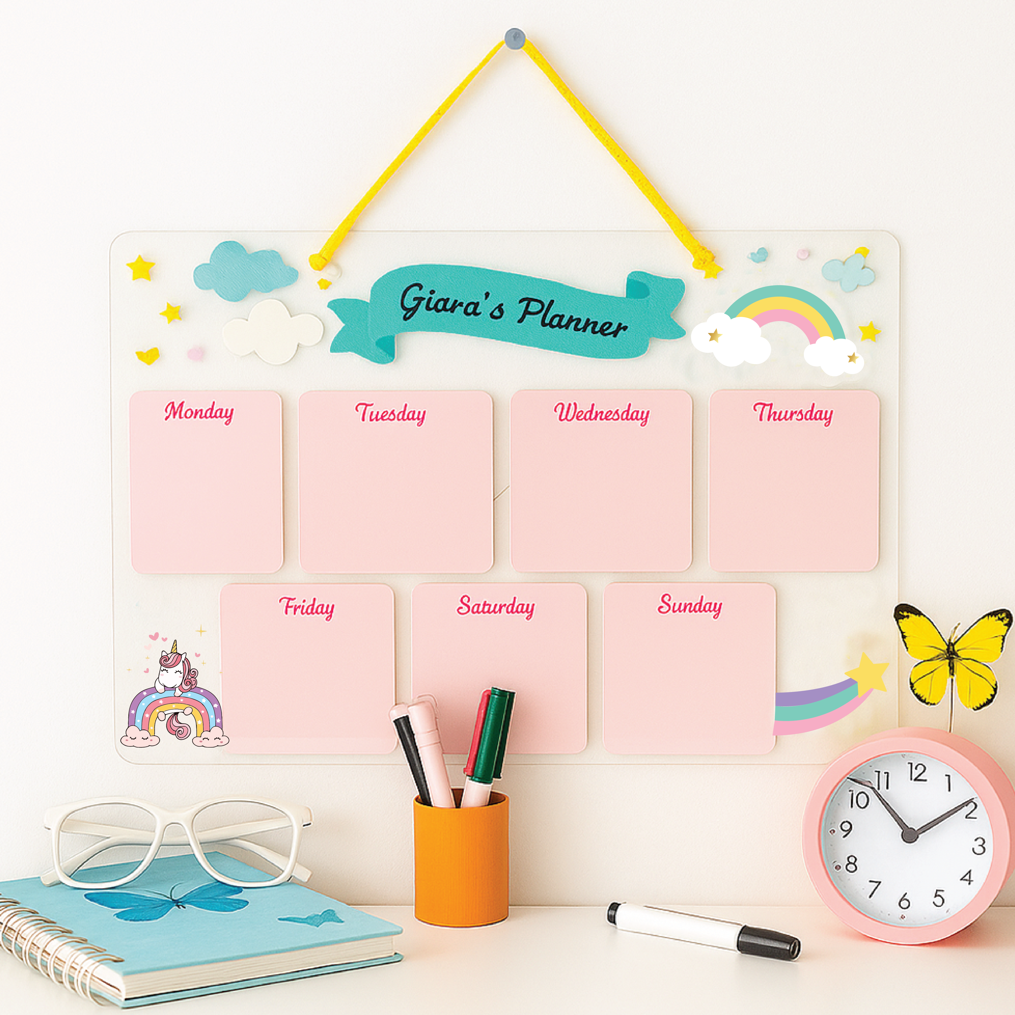Acrylic planner - Sparkling Unicorn