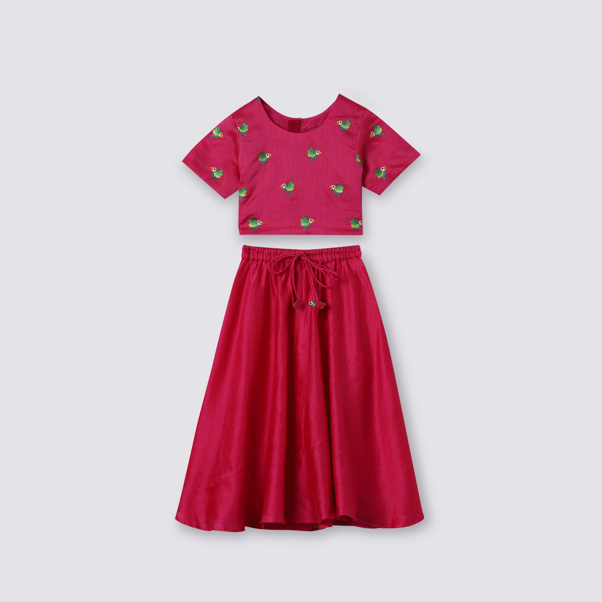 Chanderi Lehenga Set | Embroidered - Tota Udd