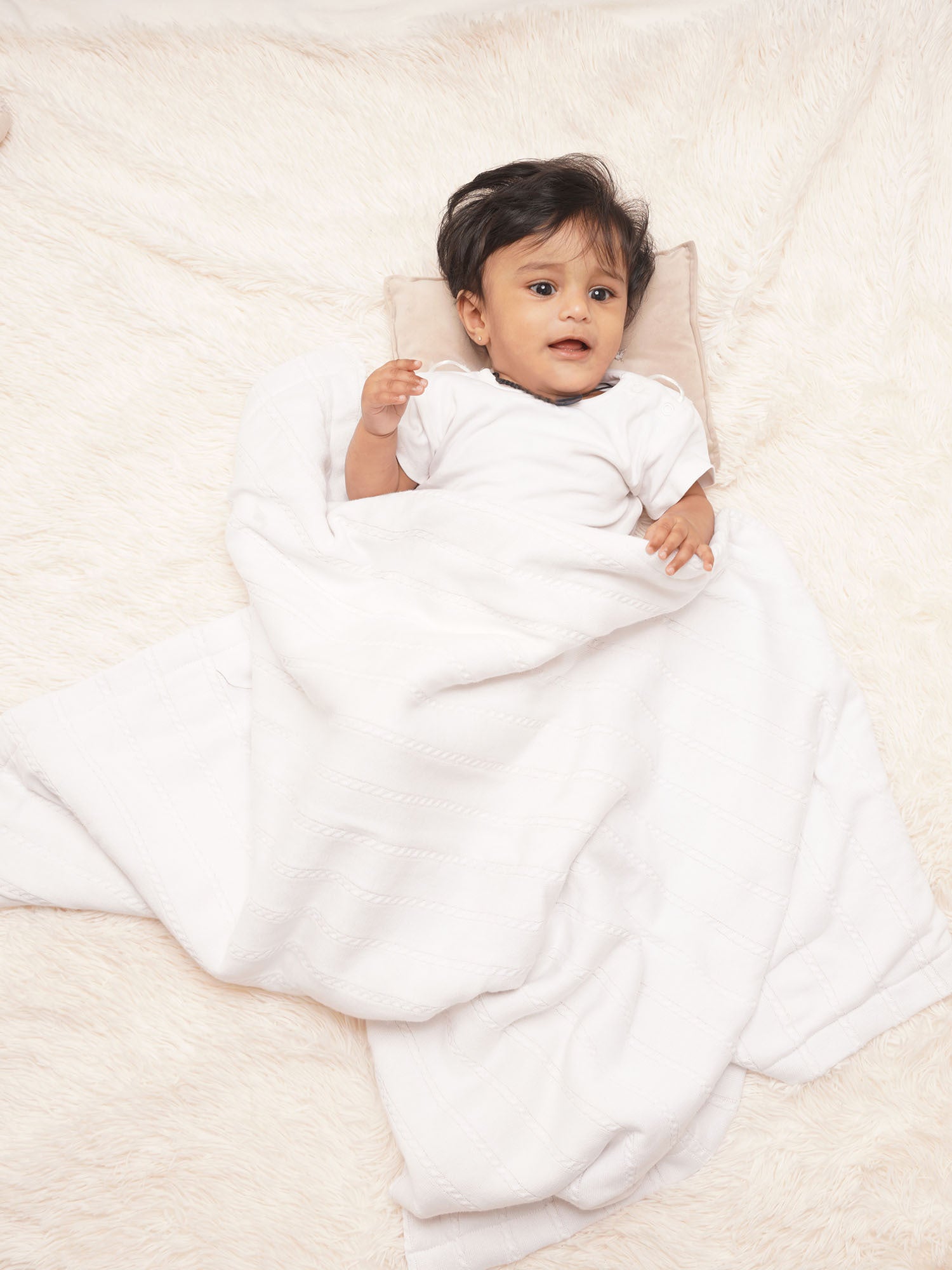 Ivory Sherpa - Organic Cotton Off-White Blanket for Babies - Totdot