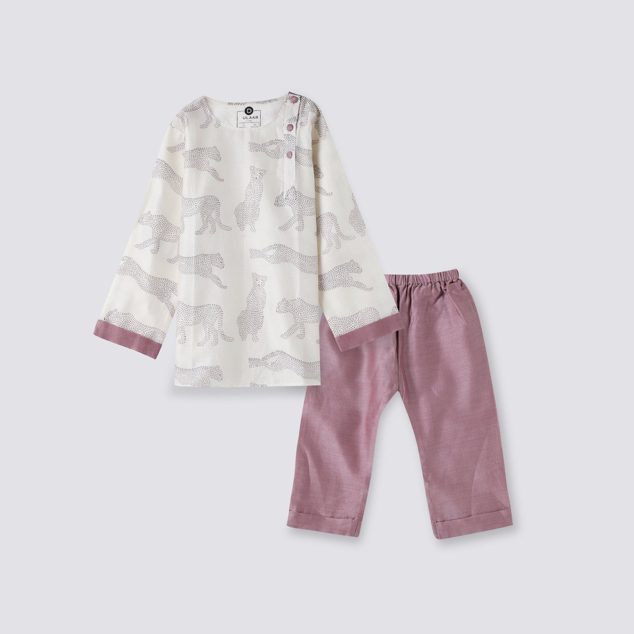 Chanderi Kurta Pyjama Set - Cheerful Cheetahs