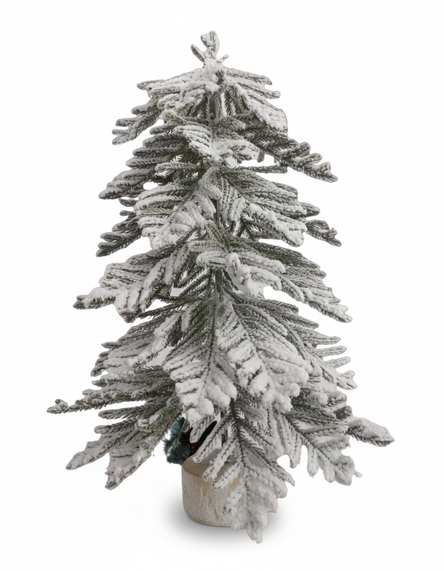 LUCE tabletop Christmas tree with frosting and wooden base – 2 feet