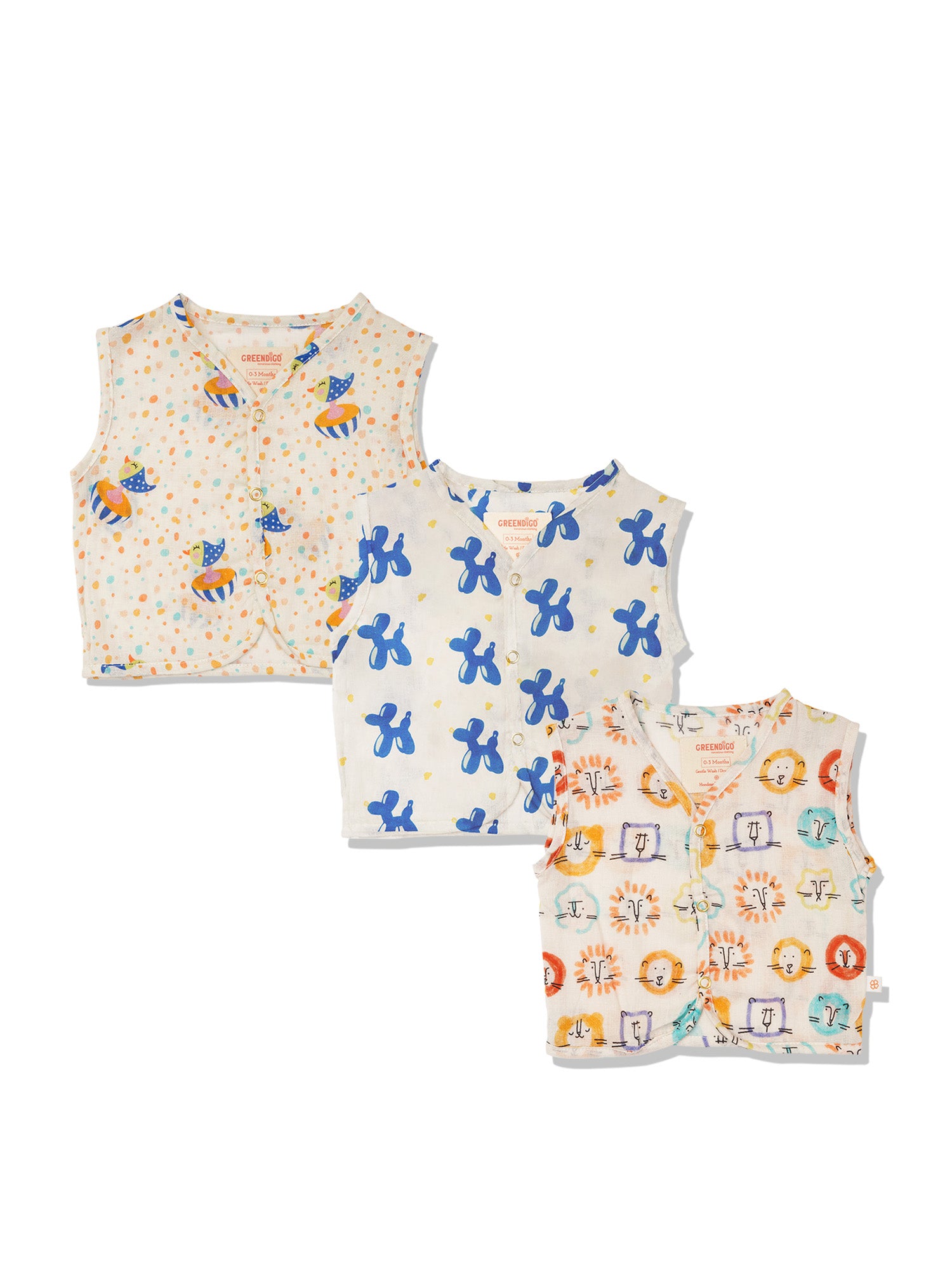 Nature's Nursery - Baby Muslin Jhabla - Pack of 3 - Totdot