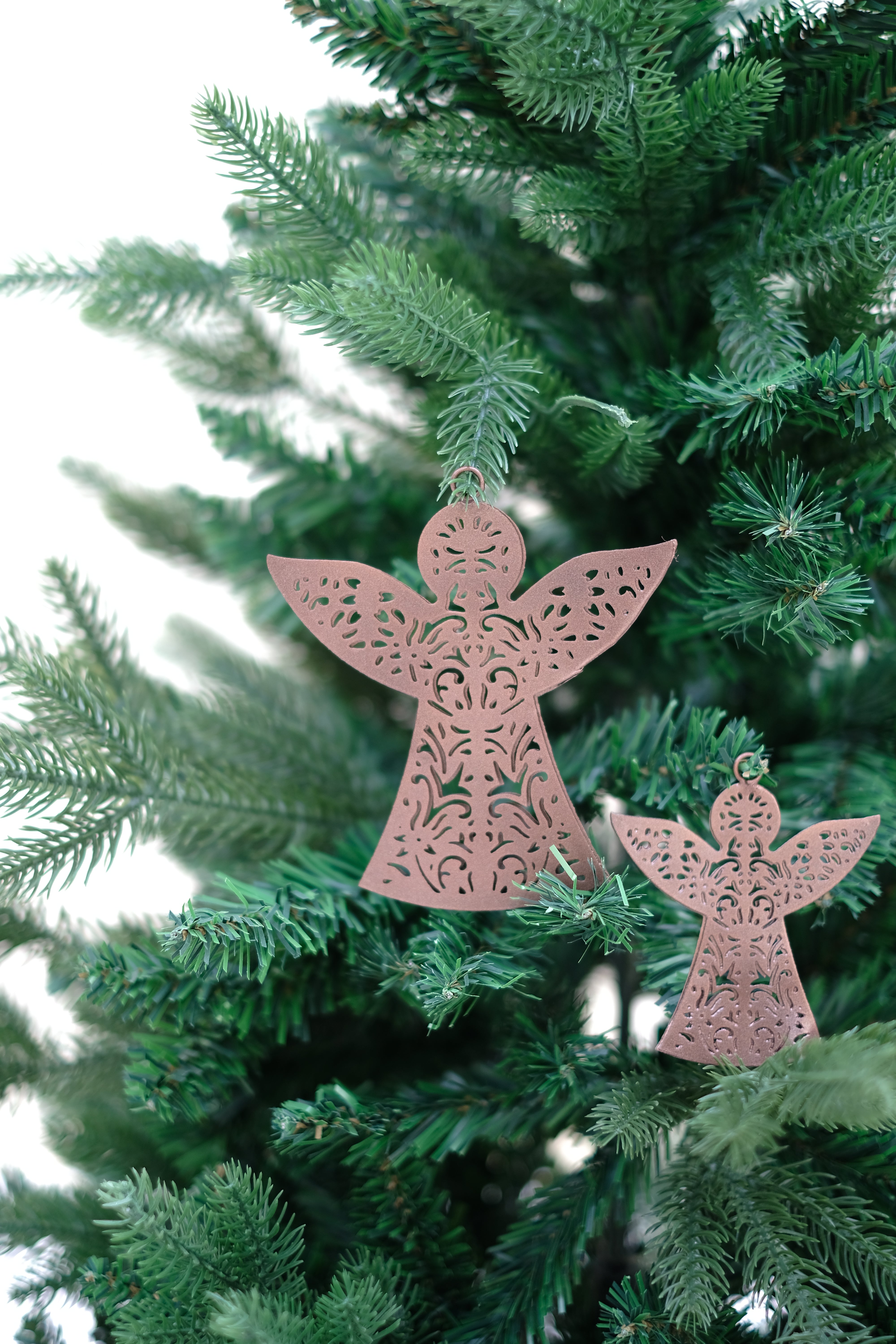 ELENA - pack of 2 Filigree Peace Angel Christmas Tree Ornaments