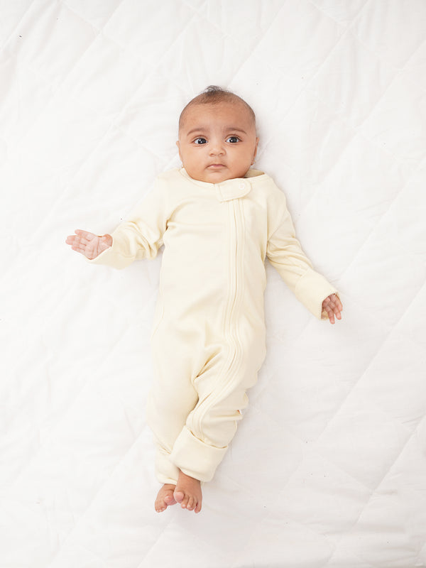 Vanilla Clouds - Infant Organic Bamboo Solid Sleepsuit