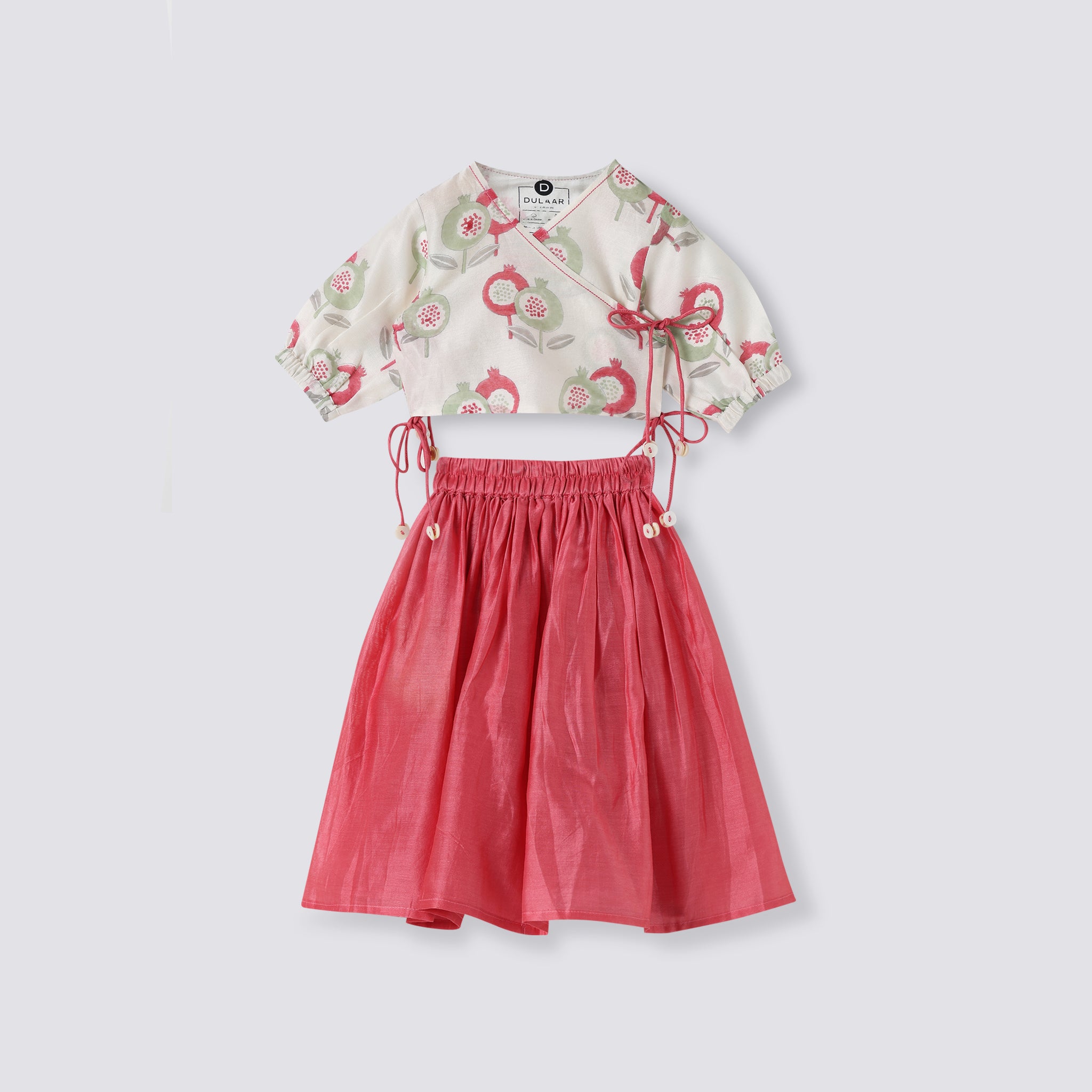 Chanderi Lehenga Set - Gardens Of Anar (Ruby)