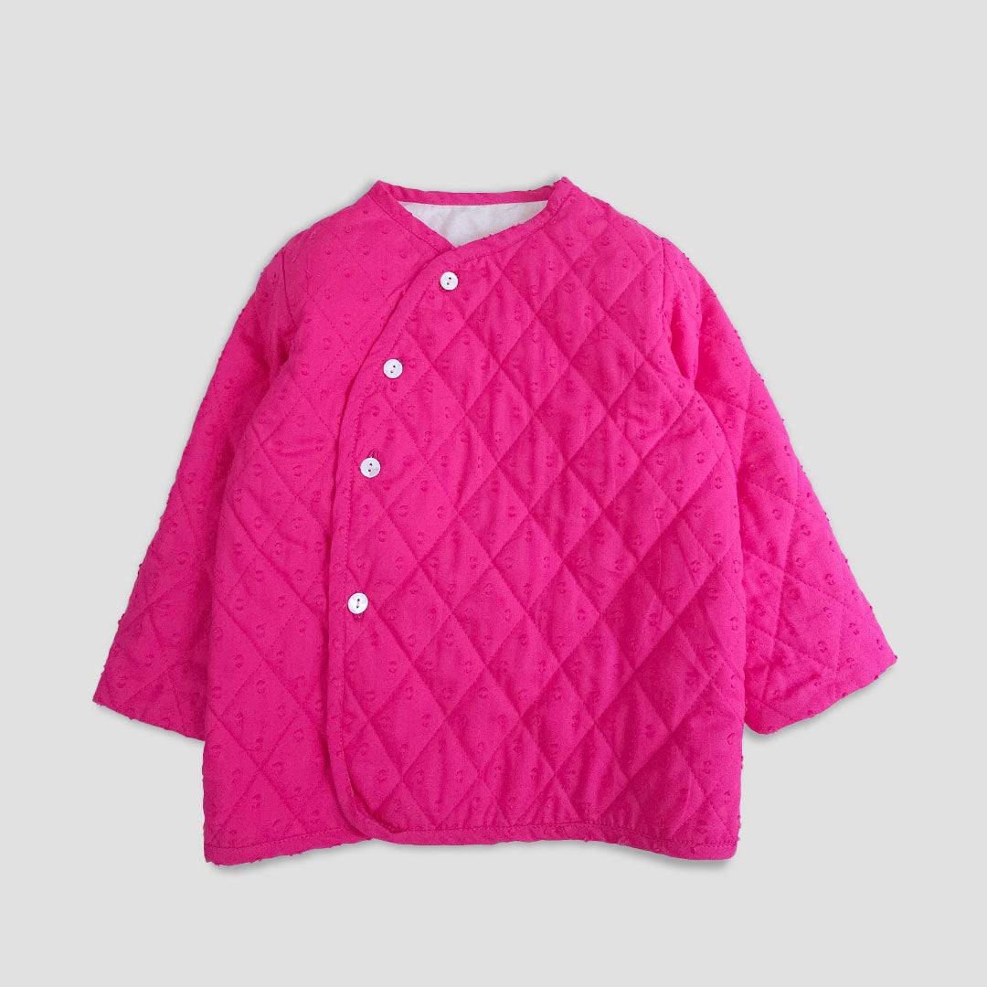 Hot Pink - Cotton Button Up Quilted Jacket
