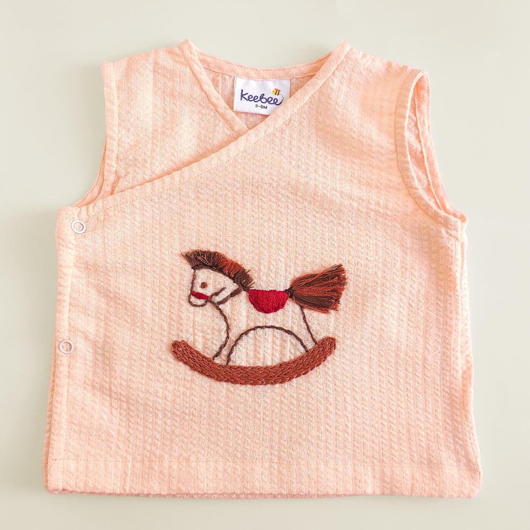 Embroidered Sweet Peach Jabla - Rocking Horsey