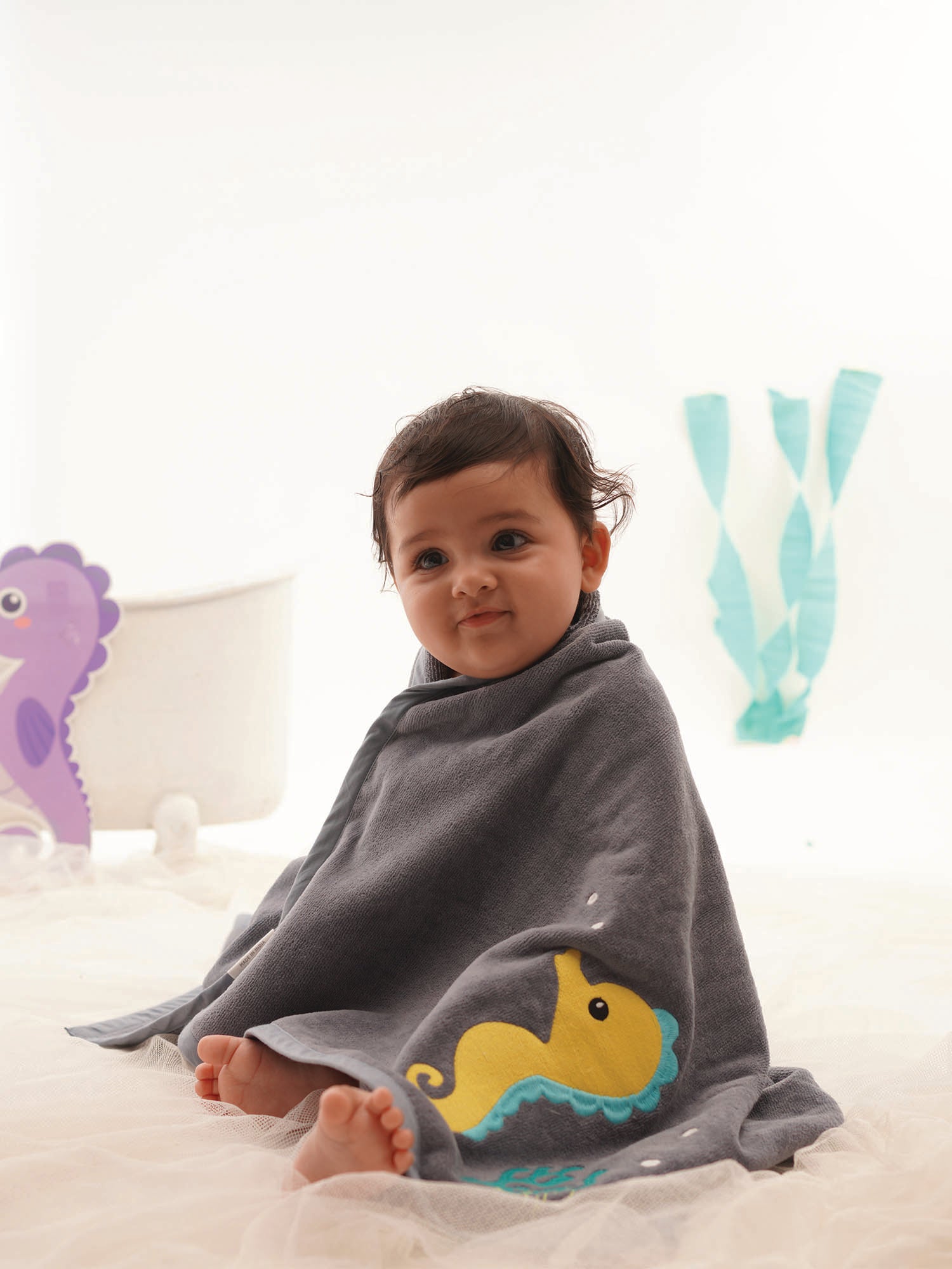 Seahorse - Organic Cotton Baby Bath Towel - Totdot