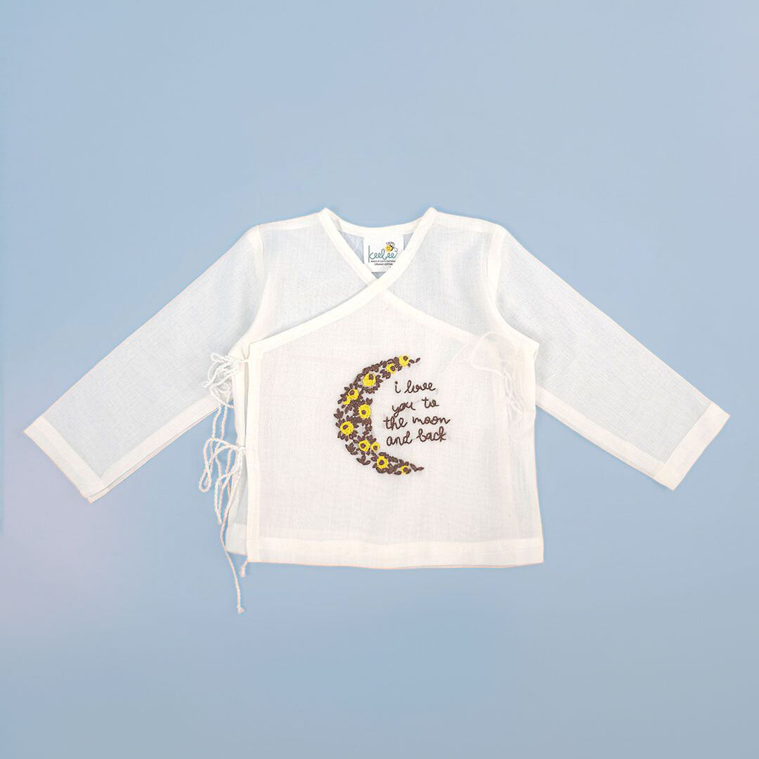 Love You to The Moon and Back – Cotton Full Sleeve Embroidered Baby Jabla