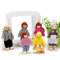 Wooden Pop's Family | 6pcs Wooden Dolls Pretend Play Set Dolls Family for Children Kids Figure Toy Mini House Gift