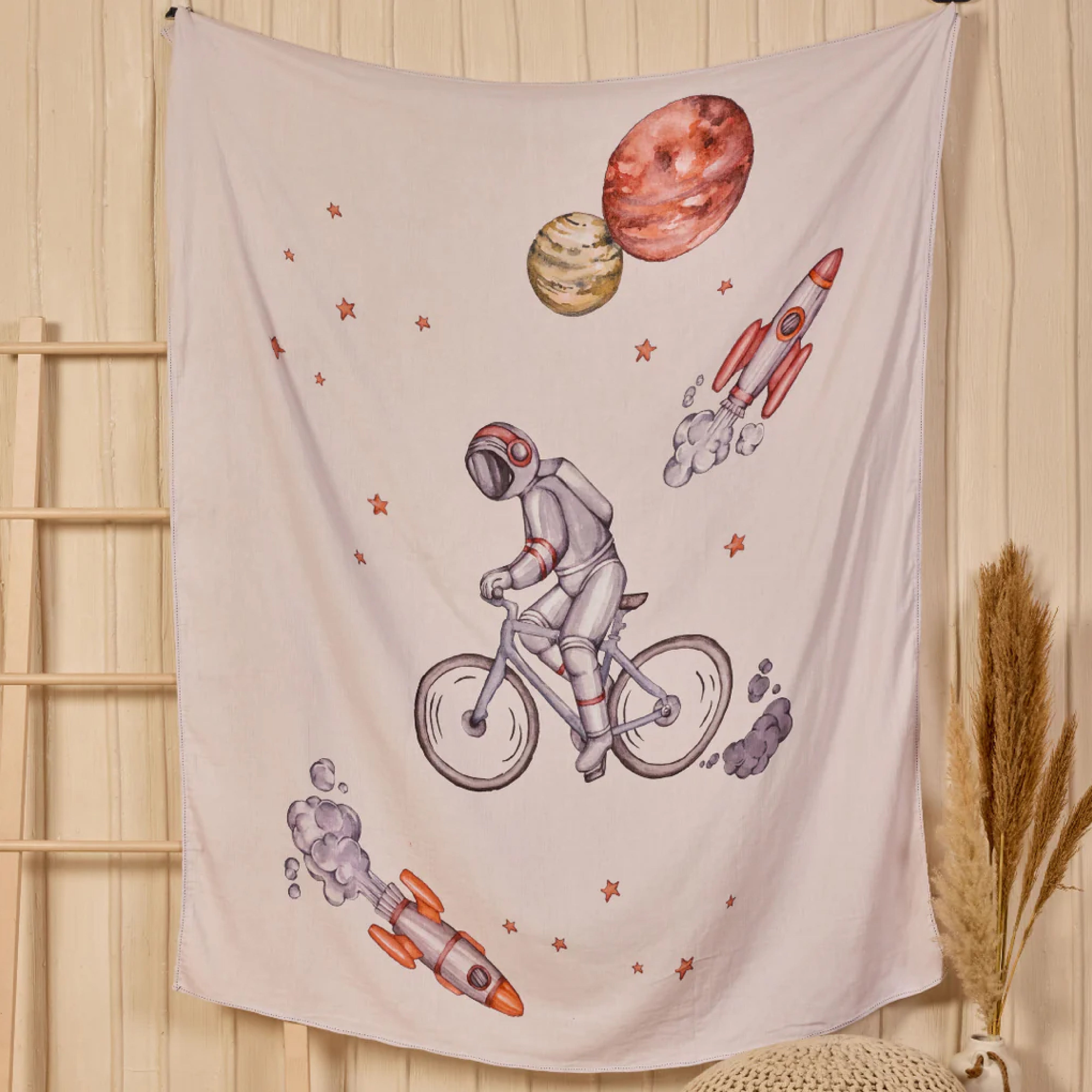 To The Moon And Back Light Muslin Blanket