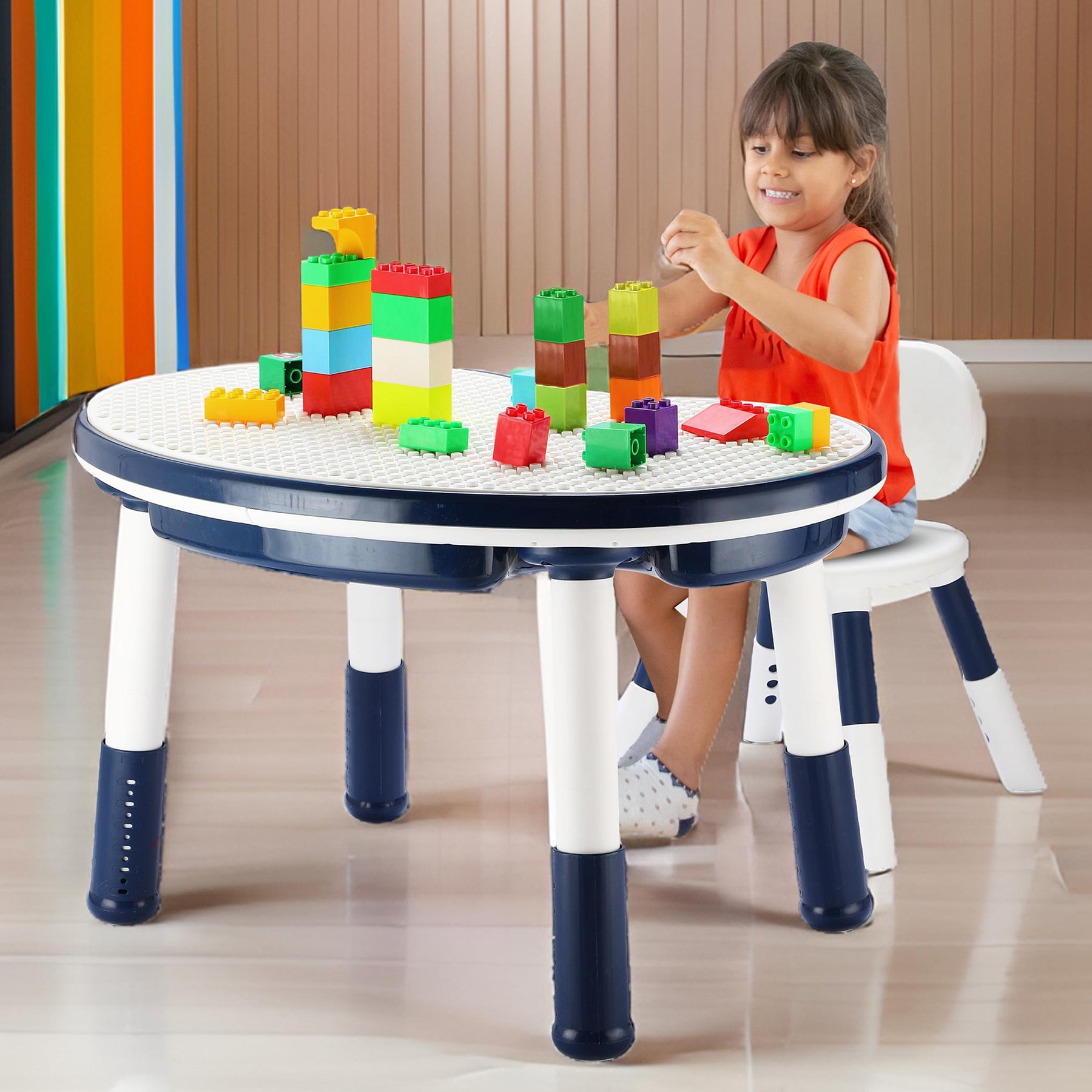 Blocks cum Sensory Table with chair - Blue color
