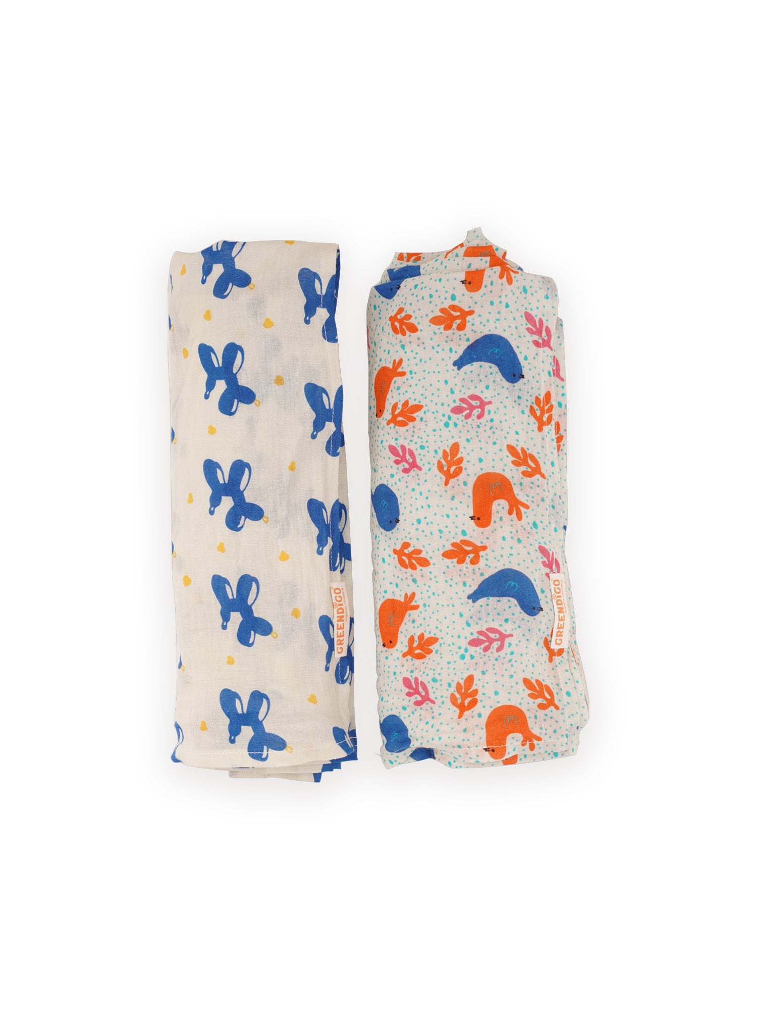 Blue Safari Cotton Muslin Swaddle Wrap for New Born (Pack of 2) - Totdot