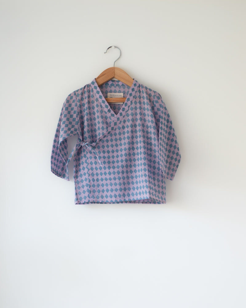 Saaz Purple Rhombus Infant Angrakha Kurta (0-12 Months)